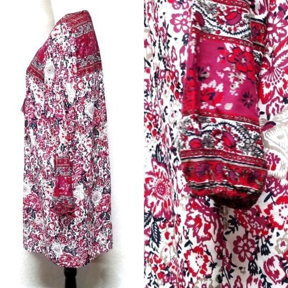 LUCKY Brand Pleated Natural Multi Shift Dress - Picture 6 of 8